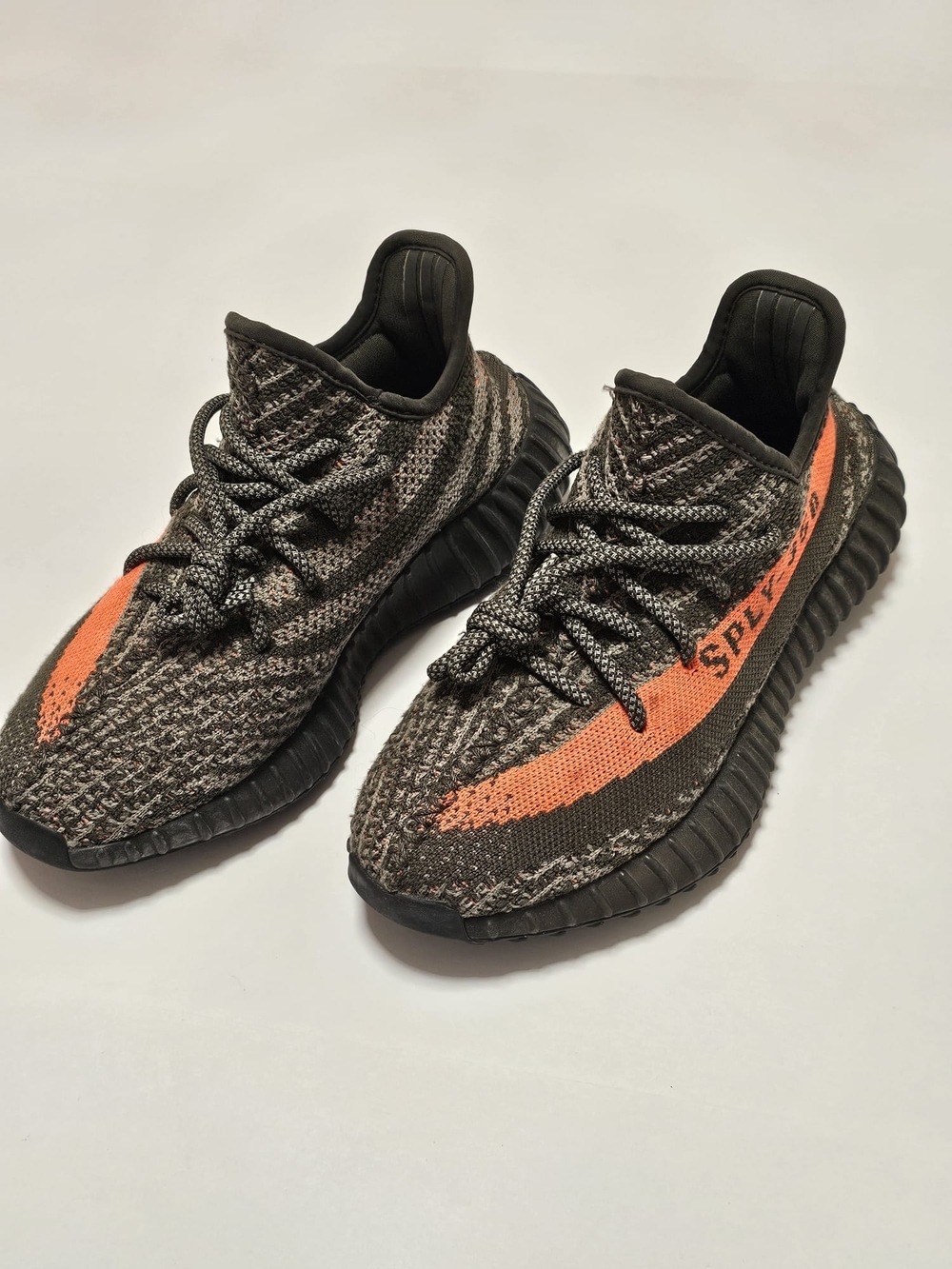 Yeezy Kids Black Knit Sneakers with Orange Stripe